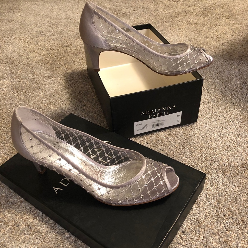 Adrianna Papell Jamie Silver Peep Toe Pump